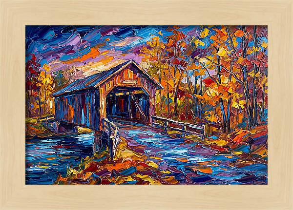 Covered Bridge In Autumn Colors