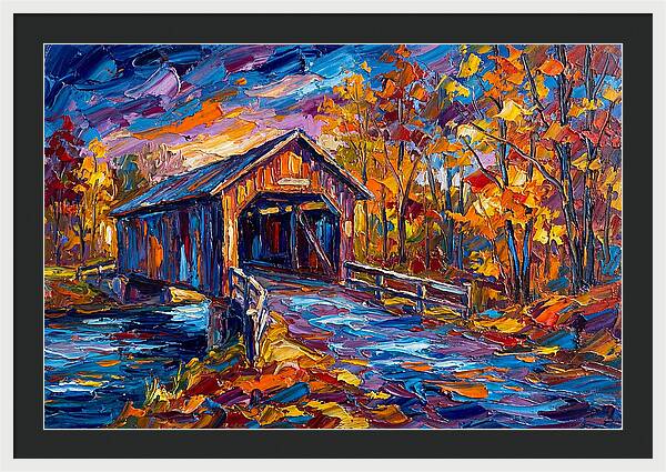 Covered Bridge In Autumn Colors