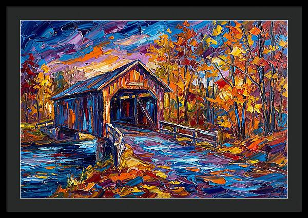 Covered Bridge In Autumn Colors
