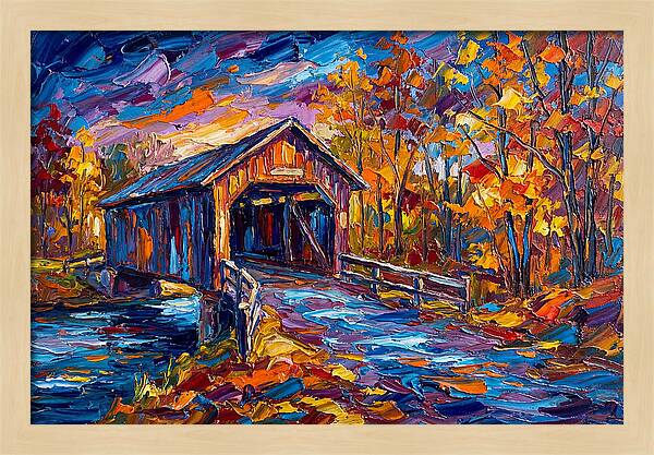 Covered Bridge In Autumn Colors