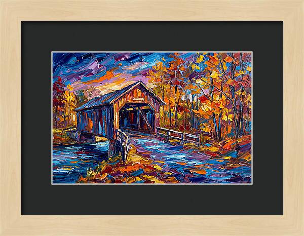 Covered Bridge In Autumn Colors