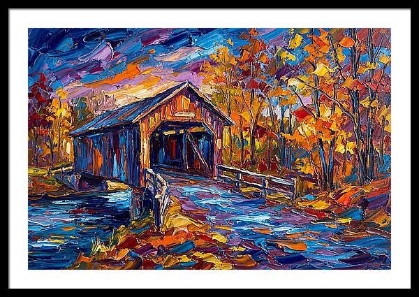 Covered Bridge In Autumn Colors