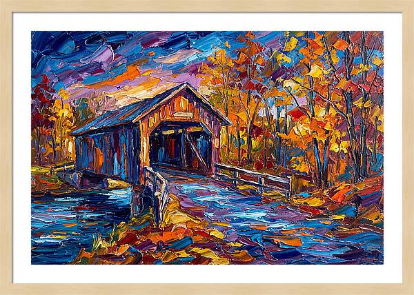 Covered Bridge In Autumn Colors