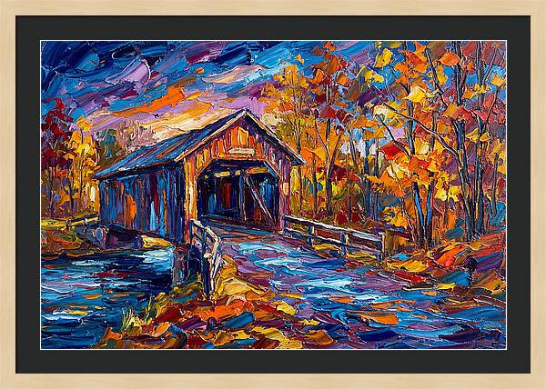 Covered Bridge In Autumn Colors