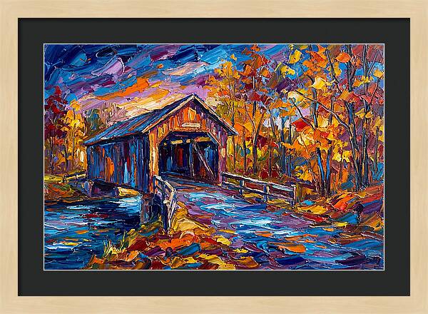 Covered Bridge In Autumn Colors