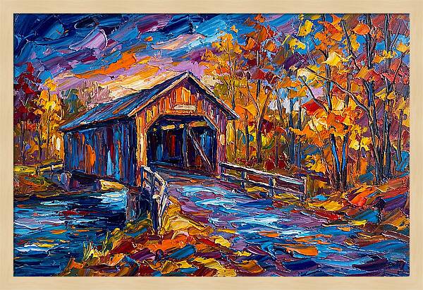 Covered Bridge In Autumn Colors