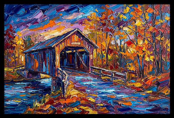 Covered Bridge In Autumn Colors