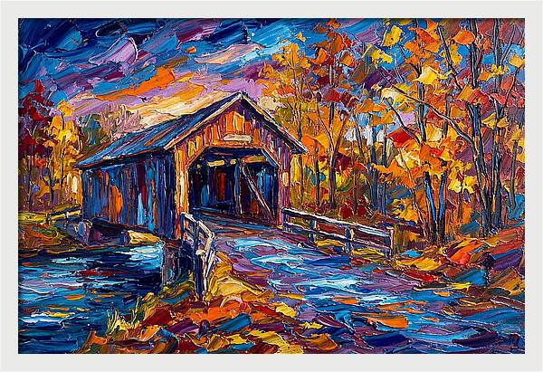 Covered Bridge In Autumn Colors