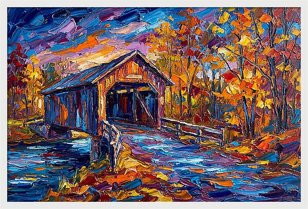 Covered Bridge In Autumn Colors