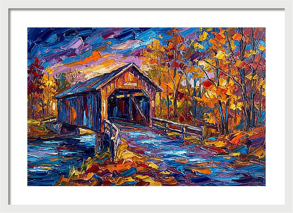 Covered Bridge In Autumn Colors