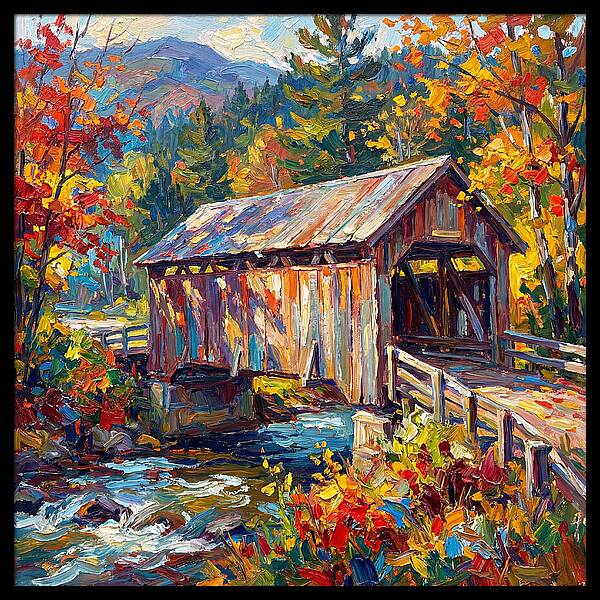 Covered Bridge In Autumn