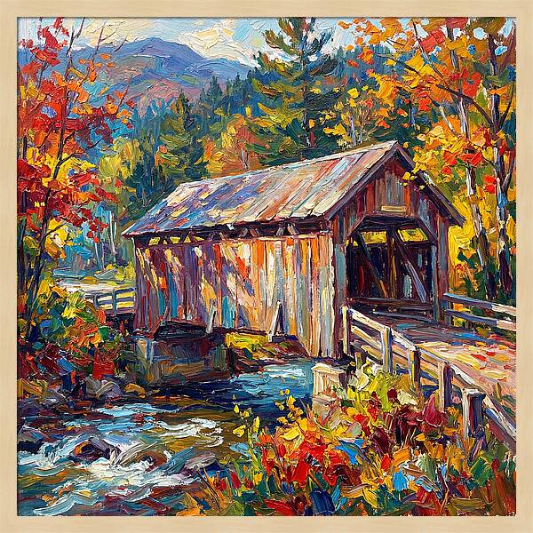 Covered Bridge In Autumn