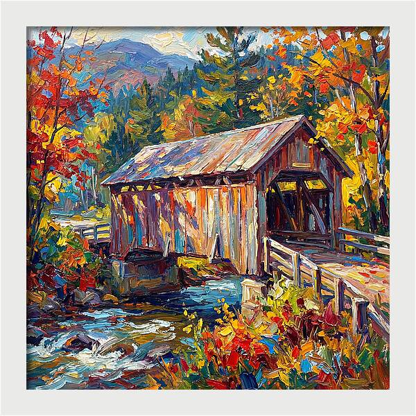 Covered Bridge In Autumn