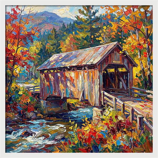 Covered Bridge In Autumn