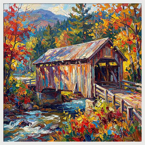 Covered Bridge In Autumn