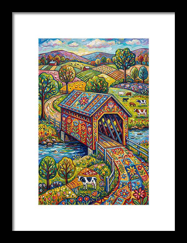 Covered Bridge In Vibrant Landscape