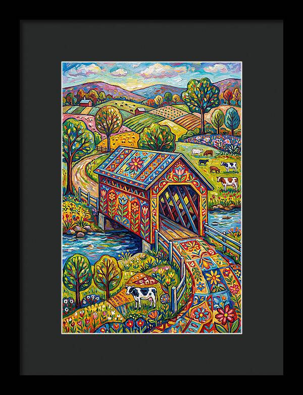 Covered Bridge In Vibrant Landscape