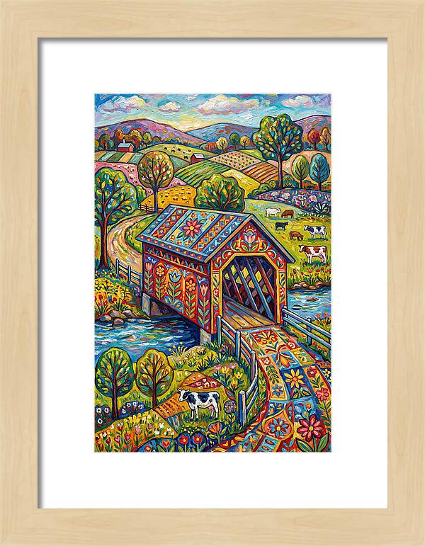 Covered Bridge In Vibrant Landscape