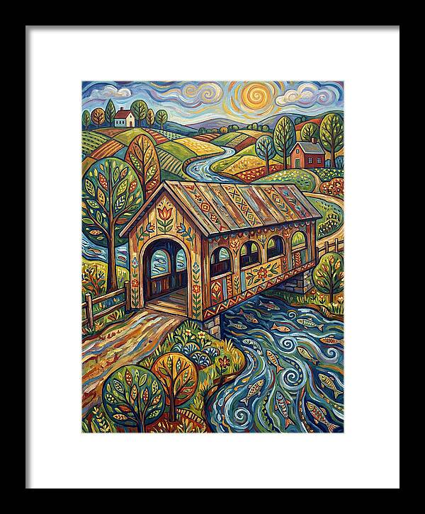 Covered Bridge Over Flowing Stream