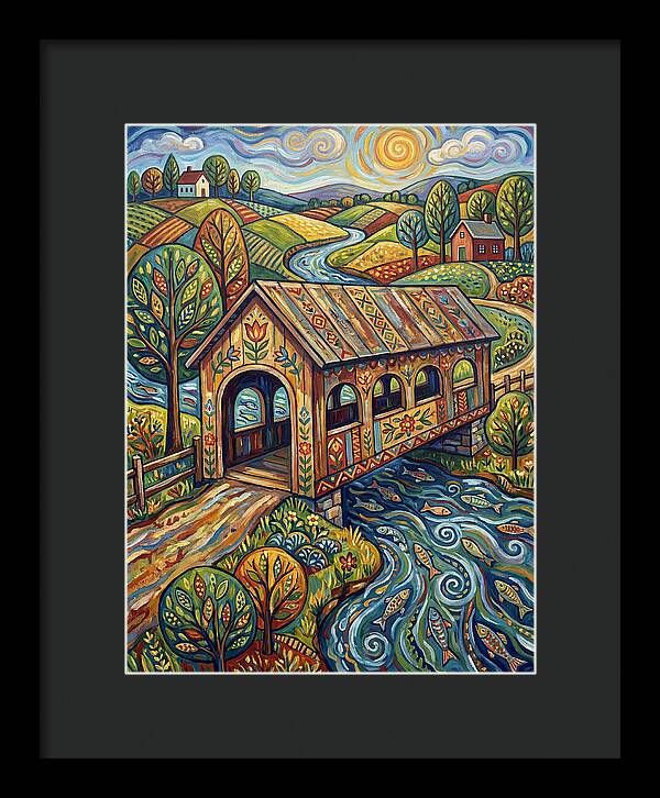 Covered Bridge Over Flowing Stream