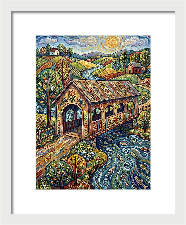 Covered Bridge Over Flowing Stream