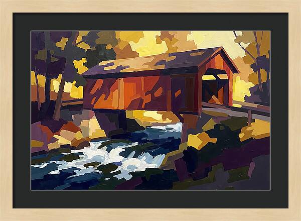 Covered Bridge Over Rushing Creek