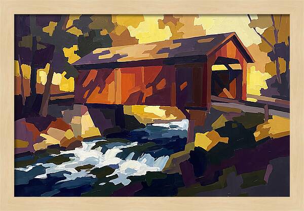 Covered Bridge Over Rushing Creek