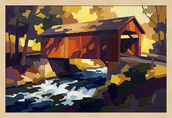 Covered Bridge Over Rushing Creek