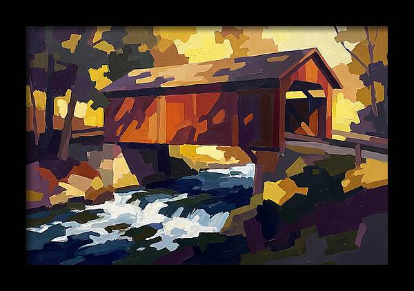 Covered Bridge Over Rushing Creek