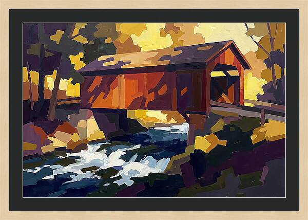 Covered Bridge Over Rushing Creek