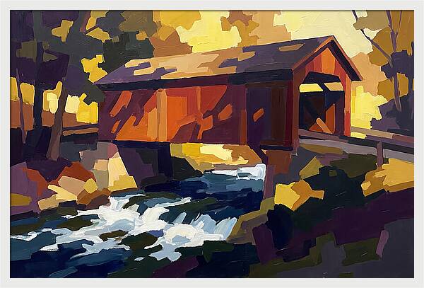Covered Bridge Over Rushing Creek