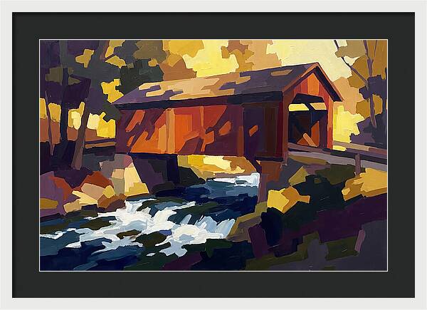 Covered Bridge Over Rushing Creek