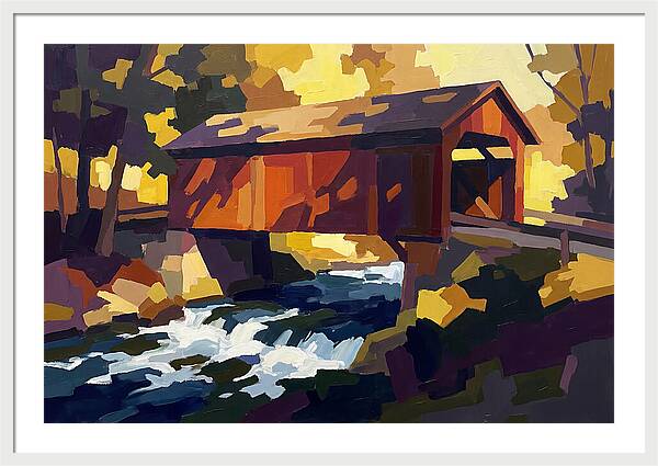 Covered Bridge Over Rushing Creek