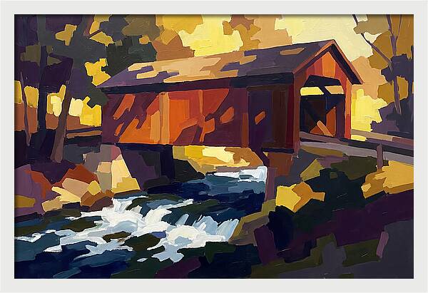 Covered Bridge Over Rushing Creek
