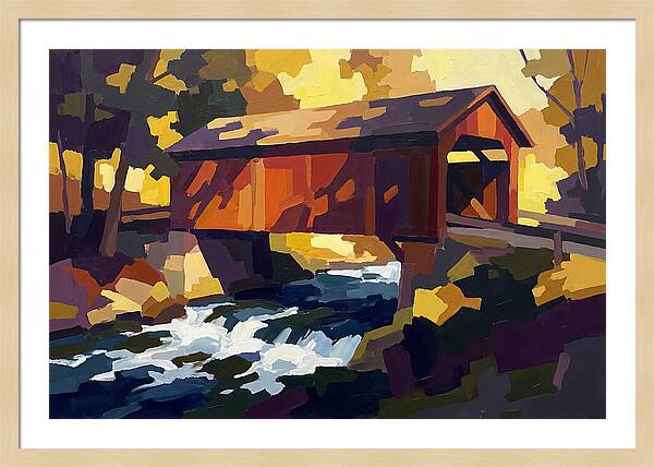Covered Bridge Over Rushing Creek