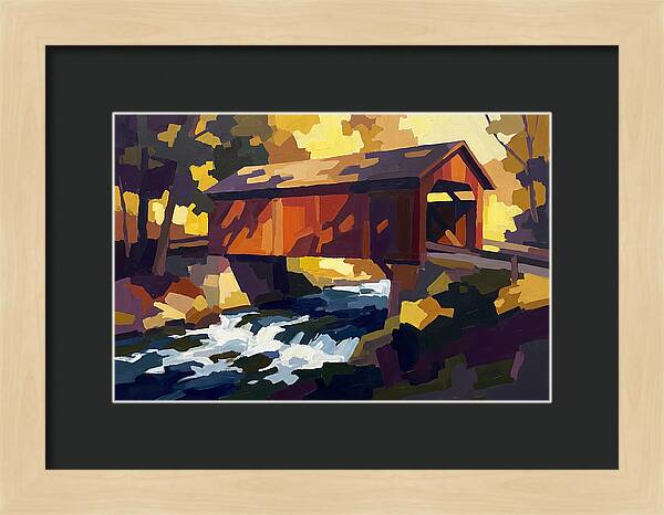 Covered Bridge Over Rushing Creek