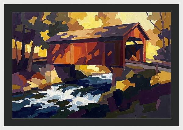 Covered Bridge Over Rushing Creek