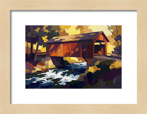 Covered Bridge Over Rushing Creek