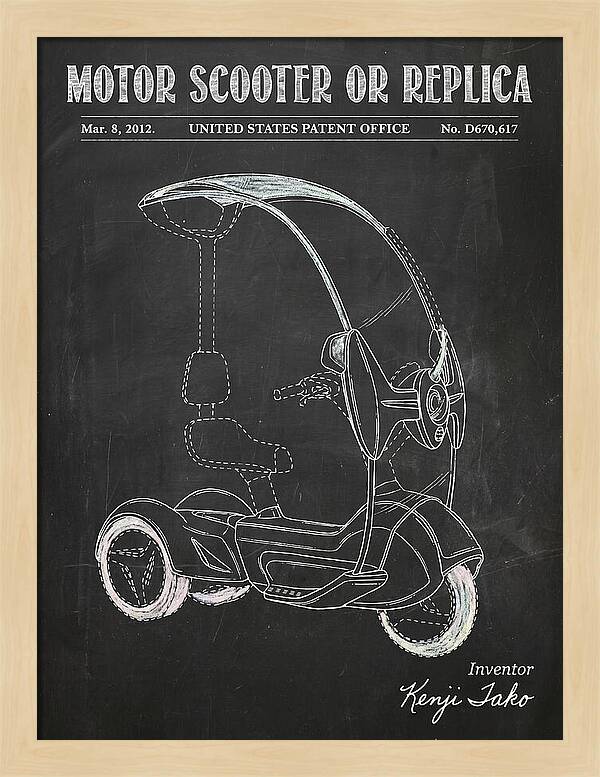 Covered Motor Scooter Chalkboard Patent Usd670617s1