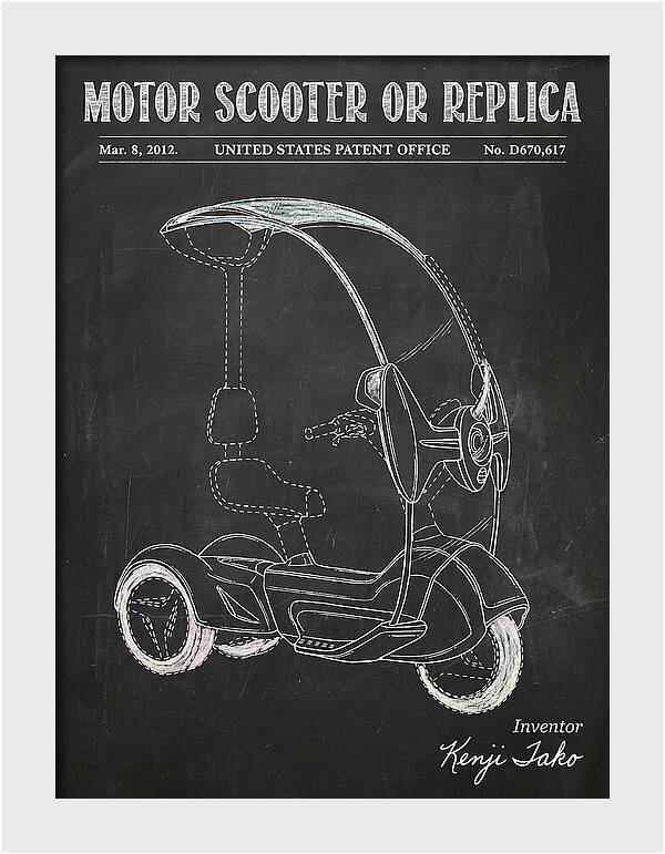 Covered Motor Scooter Chalkboard Patent Usd670617s1