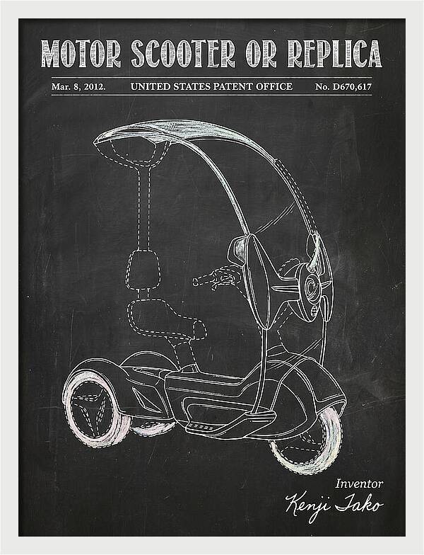 Covered Motor Scooter Chalkboard Patent Usd670617s1