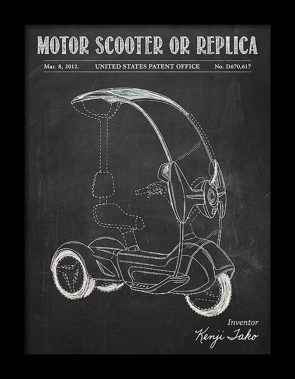 Covered Motor Scooter Chalkboard Patent Usd670617s1