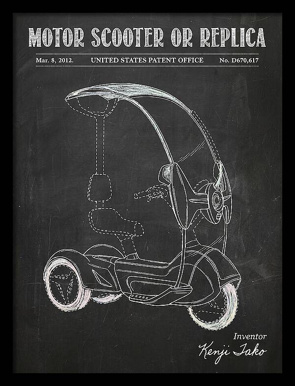 Covered Motor Scooter Chalkboard Patent Usd670617s1