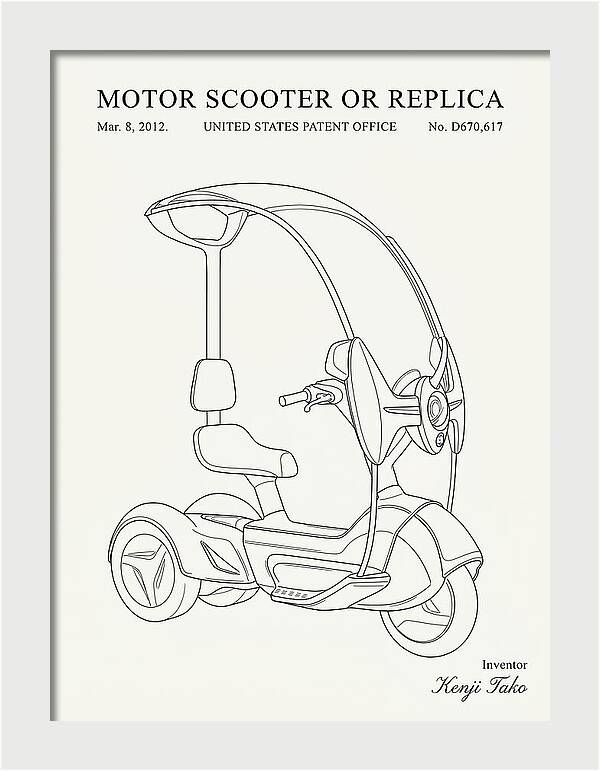 Covered Motor Scooter Minimalist Patent Usd670617s1