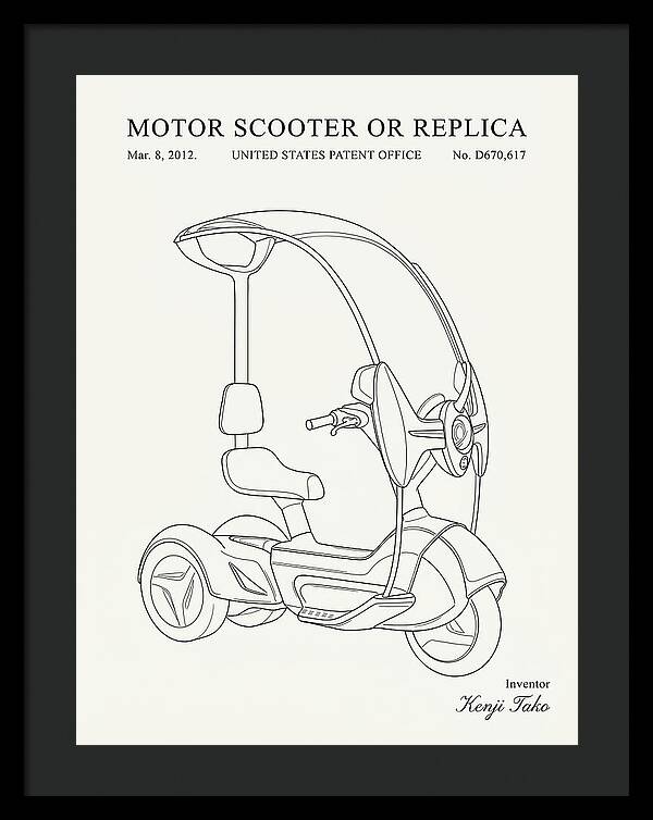 Covered Motor Scooter Minimalist Patent Usd670617s1