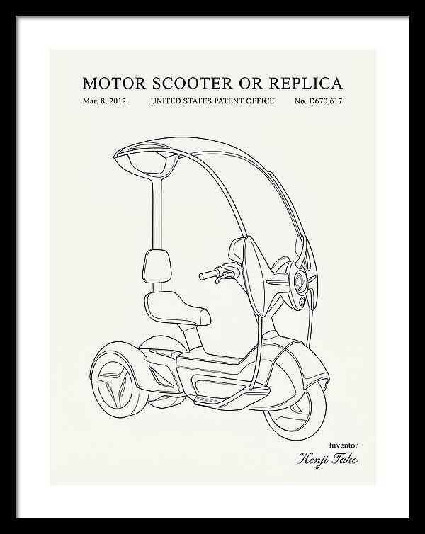 Covered Motor Scooter Minimalist Patent Usd670617s1