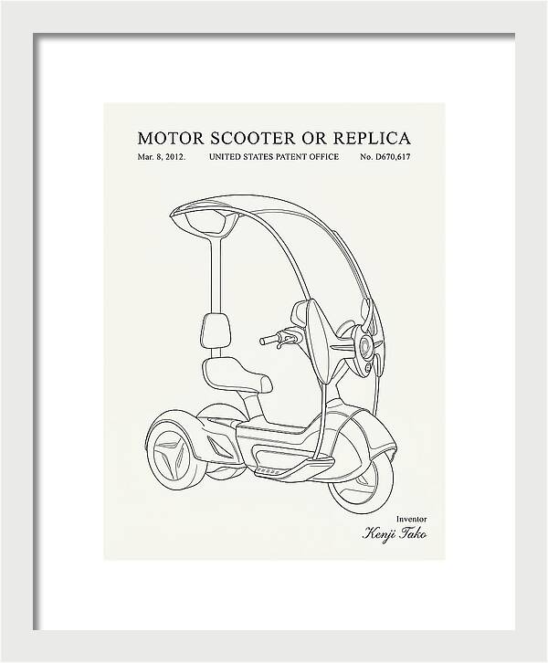 Covered Motor Scooter Minimalist Patent Usd670617s1