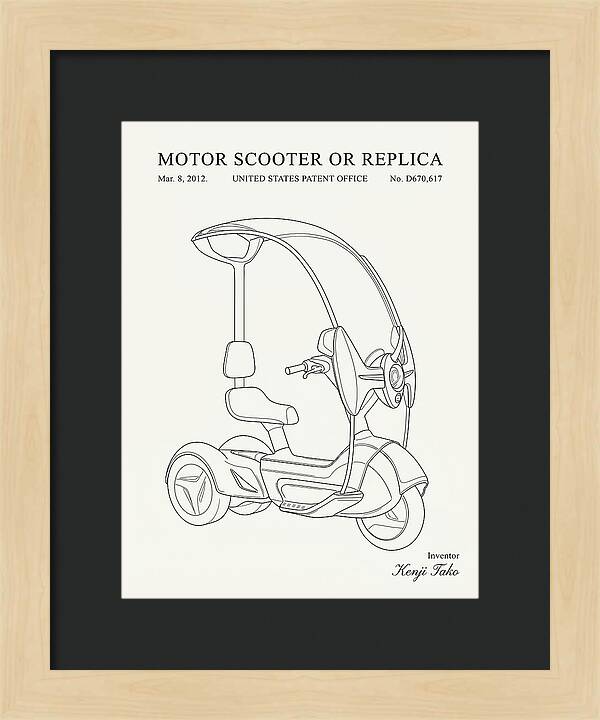 Covered Motor Scooter Minimalist Patent Usd670617s1