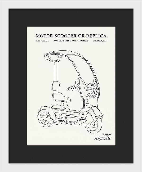 Covered Motor Scooter Minimalist Patent Usd670617s1