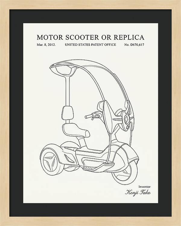 Covered Motor Scooter Minimalist Patent Usd670617s1